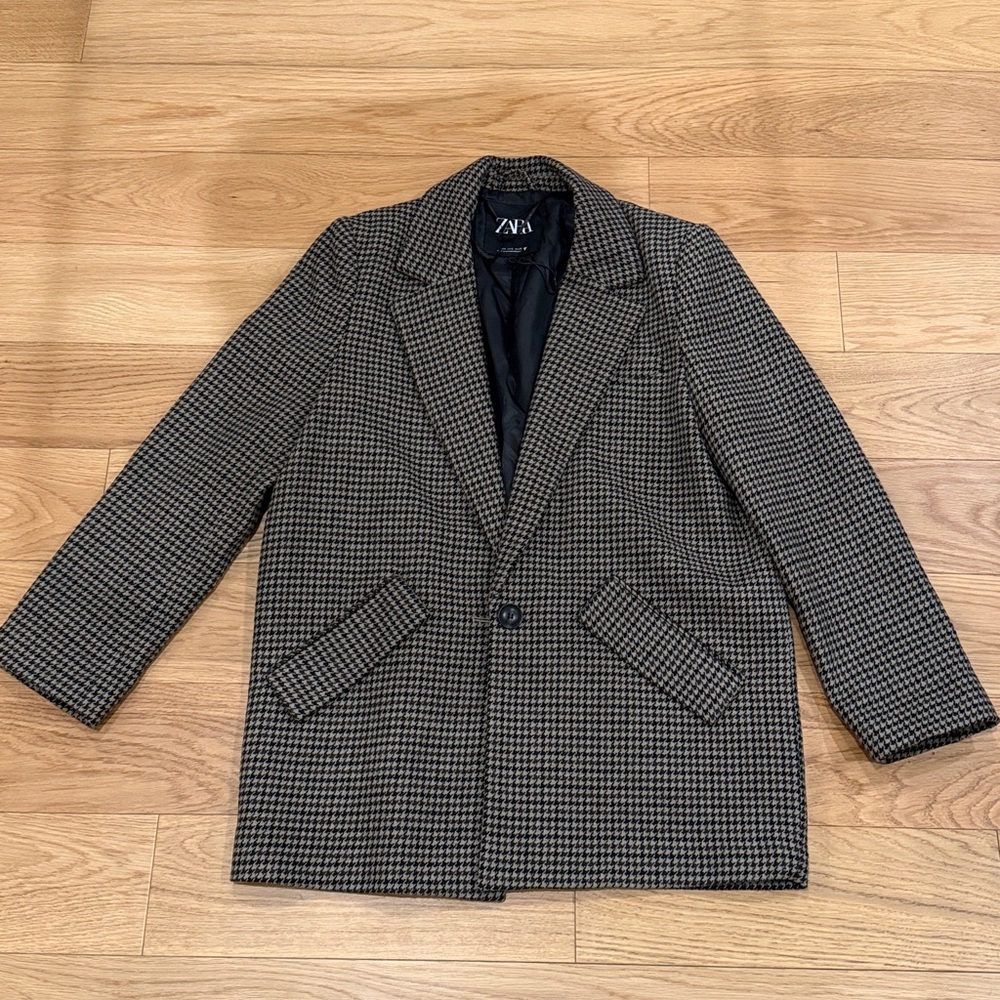 Zara Brown Houndstooth Blazer